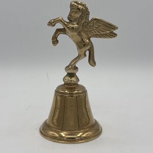 Vintage Pegasus Solid Brass Bell Approx 5.25” Tall Winged Horse